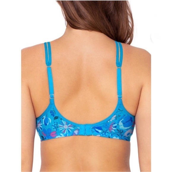 2pack Blue & Blue floral Unlined Sheer Mesh Demi Underwire Bras size 38D new - Picture 5 of 10